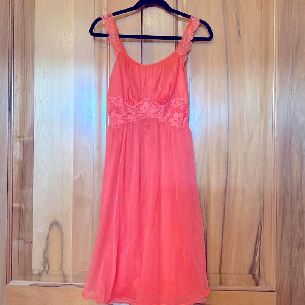 Vintage Vanity Fair - Coral Sheer Nylon/Lace Slip, Vgvc - 60’s/70’s